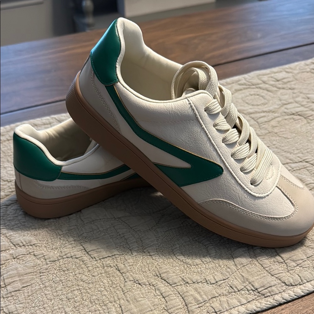 NWOT Stylish Cream and Green Dolce Vita Sneakers